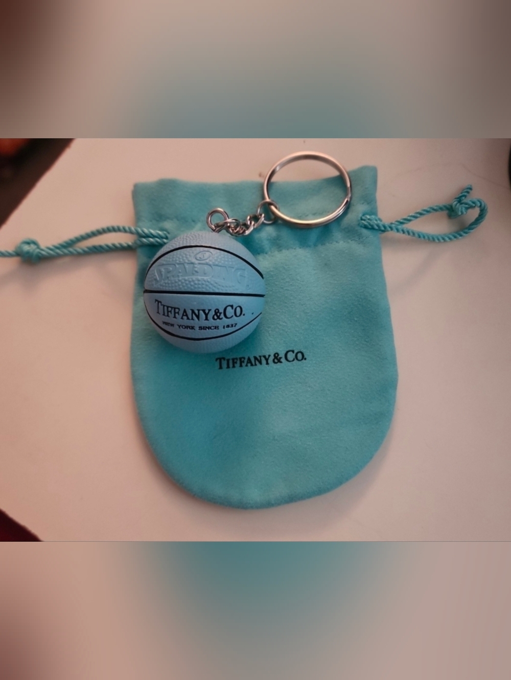 Teal Blue Tiffany Basketball Spalding Keychain With Pouch